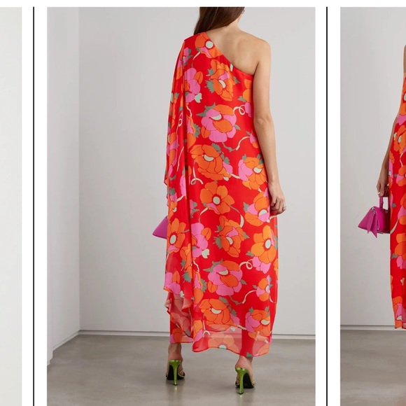 RIXO Liza one-sleeve draped floral-print georgette maxi dress - Picture 3 of 3
